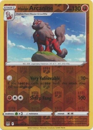 Колекційна карта Lost Origin Reverse Hisuian Arcanine 084/196 Foteleamo від компанії Euromarka - фото 1