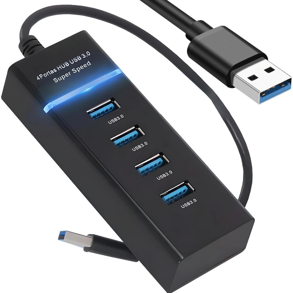 Концентратор USB 3.0 Розгалужувач портів 4-портовий розгалужувач Адаптер від компанії Euromarka - фото 1