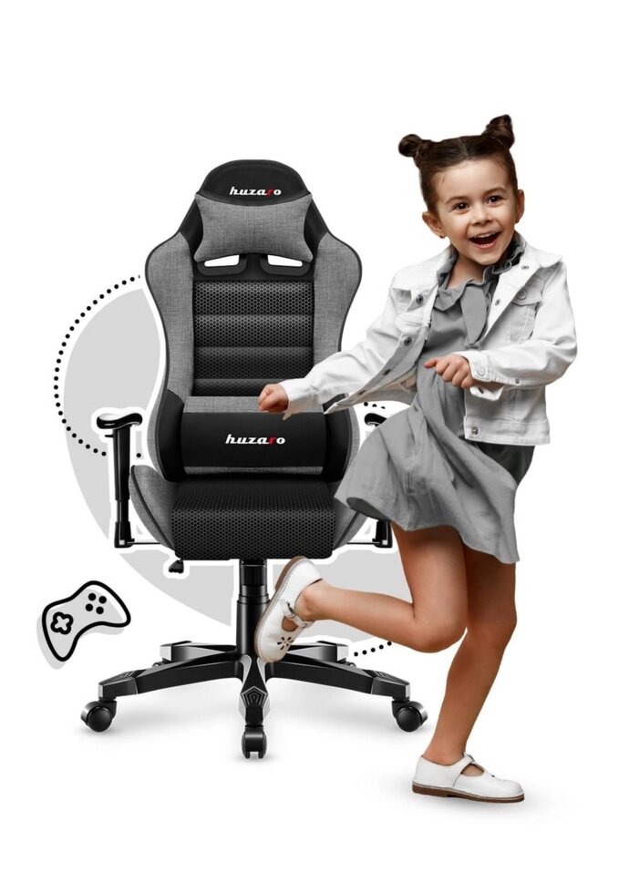 Крісло геймерське дитяче HUZARO RANGER 6.0 Grey Mesh Оббивка тканина від компанії Euromarka - фото 1