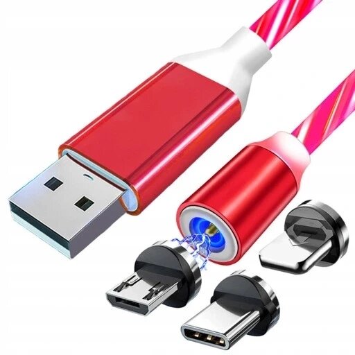 Магнітний кабель usb usb-c iphone micro led Aptel KK21W від компанії Euromarka - фото 1