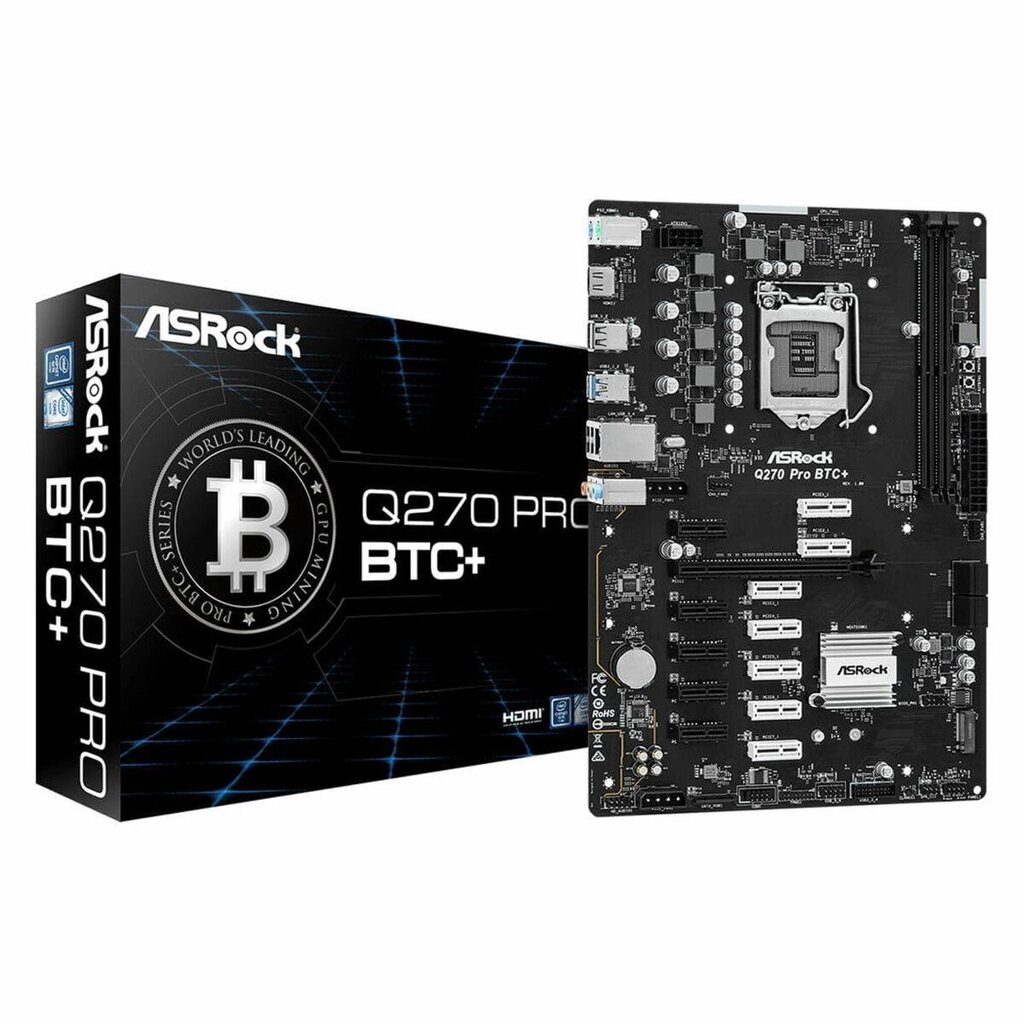 Материнська плата Asrock Q270 Pro Btc+ Intel Q270 Lga 1151 від компанії Euromarka - фото 1