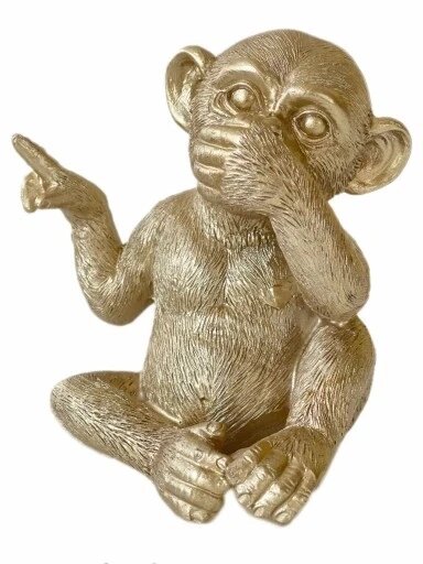 Мавпа Figurine Monkey Gold з повідомленням Я не кажу Статуетка Бренд Європи від компанії Euromarka - фото 1