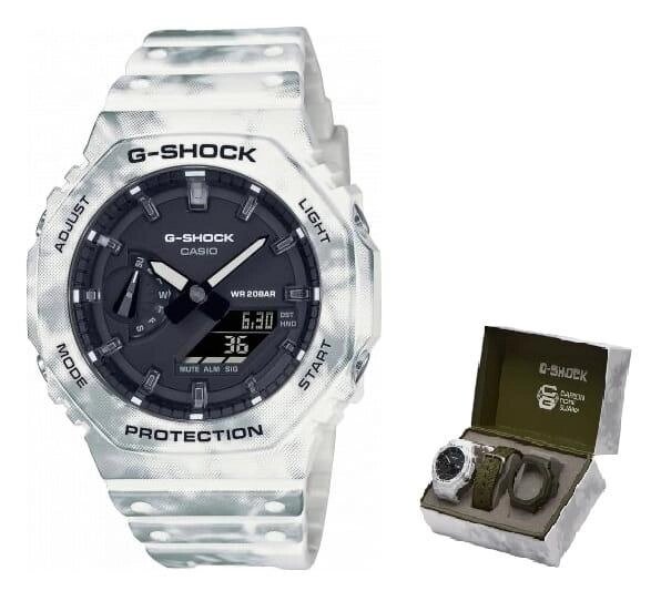 Мод Casio G-Shock. Дуб — Alpine Camo Serie Special Edt. Сніговий камуфляж + додатковий чохол і ремінець від компанії Euromarka - фото 1