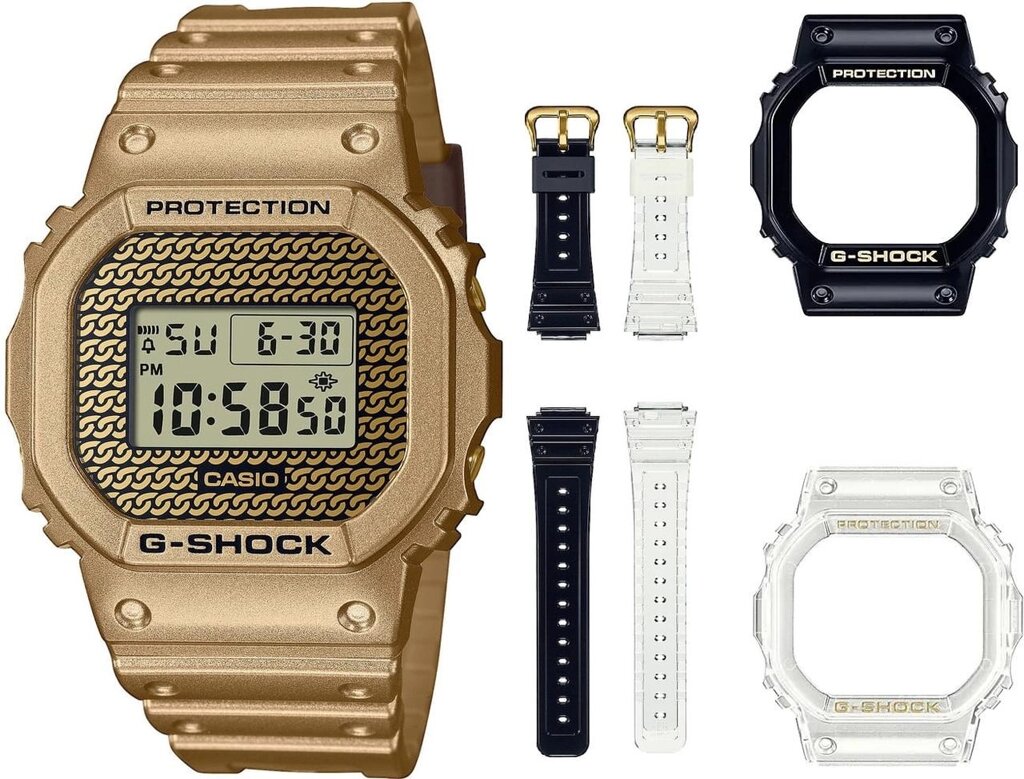 Мод Casio G-Shock. Походження — Gold Chain Limited Edt. Спеціальний пакет + 2 додаткові ремені + 2 від компанії Euromarka - фото 1