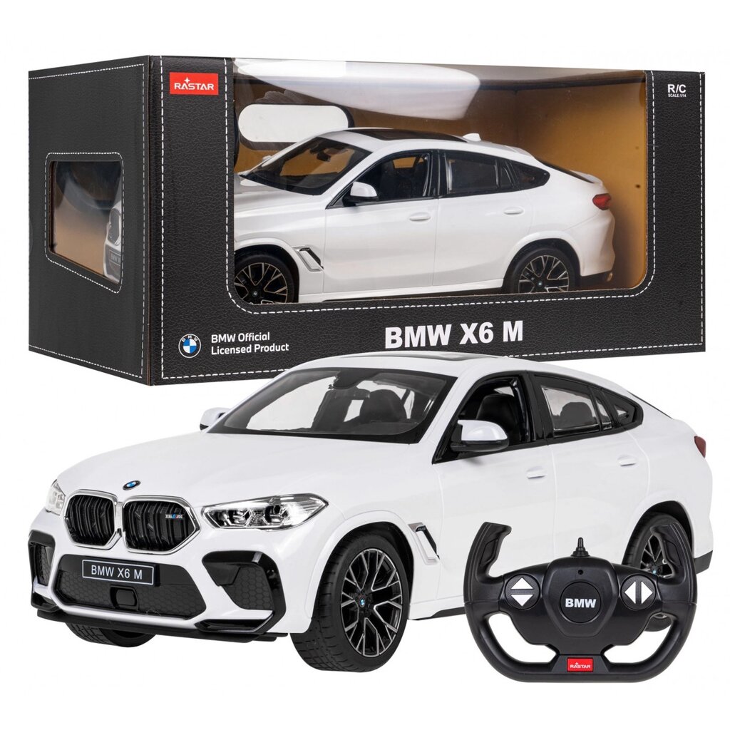 Модель BMW X6 M білий RASTAR 1:14 Автомобіль з дистанційним керуванням + пульт 2,4 ГГц від компанії Euromarka - фото 1