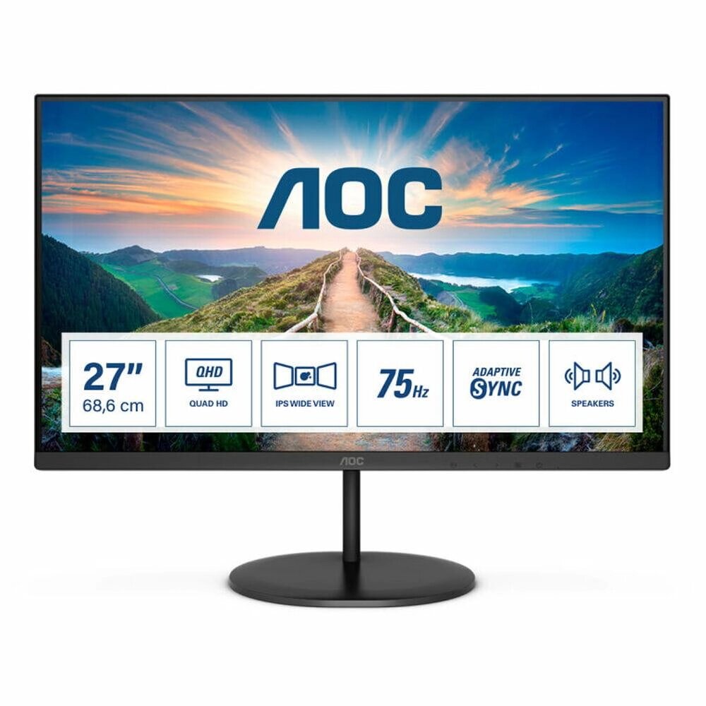 Монітор Aoc Q27V4Ea 2K зі світлодіодною підсвіткою, 27 дюймів, Ips, світлодіодний РК-дисплей, без мерехтіння від компанії Euromarka - фото 1