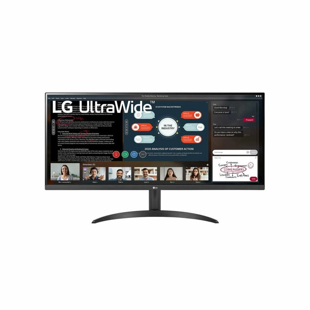 Монітор Lg 34Wp500-B, 34 дюйми, Hdr10, надширокий, Full HD, світлодіодний, Ips, без мерехтіння, 75 Гц від компанії Euromarka - фото 1