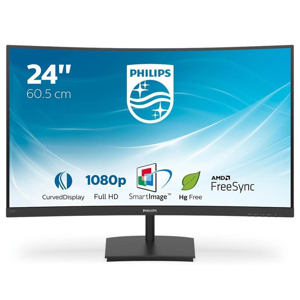 Монітор Philips 241E1Sc/00 23,6" FHD Led 23,6" Led Va РК-дисплей із технологією Freesync, без мерехтіння, 75 Гц від компанії Euromarka - фото 1