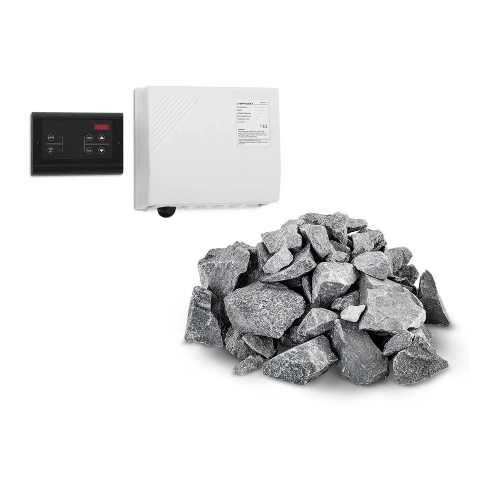 Набор саунских камней - 20 кг + панель управления сауной - 400 по 3 N Uniprodo EX18000493 Сауны (-) від компанії Euromarka - фото 1