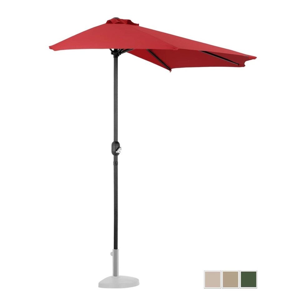 Напівкругла садова парасолька - 270 x 135 см - червоний Uniprodo (-)}} від компанії Euromarka - фото 1