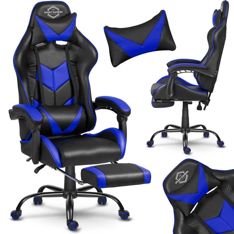 Офісне крісло для плеєра Sofotel Cerber чорно-синє від компанії Euromarka - фото 1