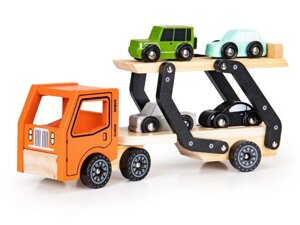 Дерев'яний іграшковий вантажівка вантажівка евакуатор 4 машини Польща
