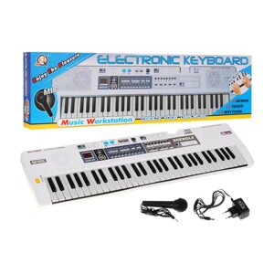 Біла клавіатура для дітей від 5 років, мікрофон + запис + стереодинаміки — модель No 008