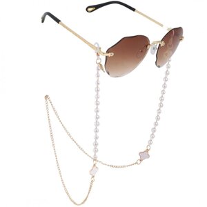 Тонкий ланцюжок для окулярів із золотими перлами, 76 см, Ldk03