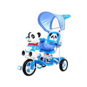 3-колісний дитячий велосипед Panda Blue + Звуки + Навіс + Бар'єр + Підставка для ніг + Ручка + Полози + Місце