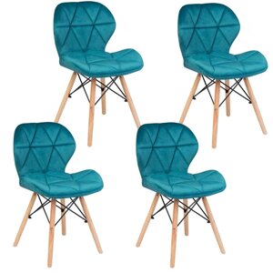 Сучасне велюровое скандинавське крісло Sofotel Sigma - блакитний 4 шт.