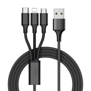 USB-кабель 3 в 1 для iphone micro usb type-c 1,2 м