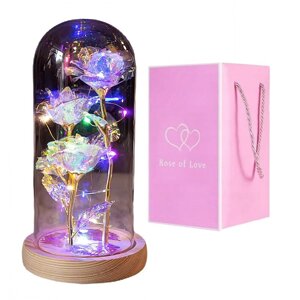 Crystal Eternal Triple Rose під скляним куполом Led Roz06