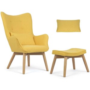 Норвезьке жовте крісло з підголовником з підставкою для ніг