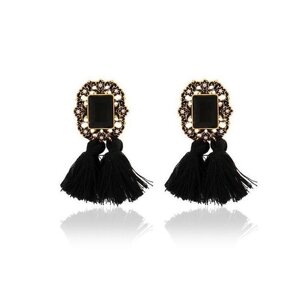 Сережки з китицями Crystal Gothic Black K637P