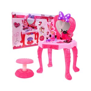 Рожевий туалетний столик для дівчаток 3+ Інтерактивний фен + підсвітка + аксесуари для укладання