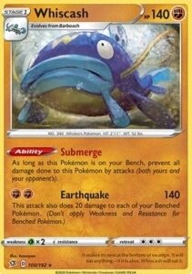 Колекційна карта Pokemon Whiscash (Rcl 100) 100/192 Foteleamo