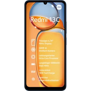 Смартфони Xiaomi Redmi 13C 6,7 дюйма Cortex-A55 Mediatek Helio G85 4 ГБ оперативної пам'яті 128 ГБ синій чорний