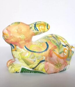 Керамічна статуетка заєць кролик лежить барвистий Статуетка Бренд Європи