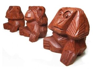 Скульптура 3 Мавпи Дерев'яні СУАР Ремісництво Сходу Статуетка Бренд Європи