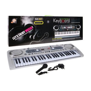 Срібна клавіатура для дітей 5+, мікрофон + запис через USB — модель No 824