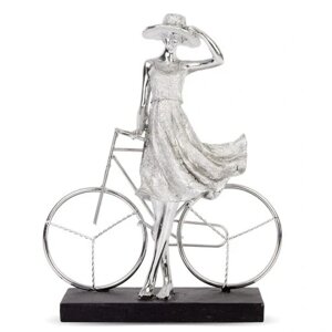 Статуетка жінка з велосипедом 33см срібло на велосипеді Статуетка Бренд Європи