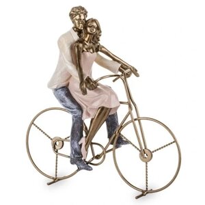 Фігурка пара на велосипеді 25 см кремове золото 20 30 Статуетка Бренд Європи