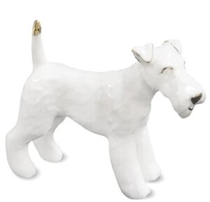 Figurine собака порцелянова білі золоті акценти 10x12см Статуетка Бренд Європи