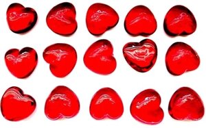 Скляні серця червоні кубики 3 см 15сзтук Статуетка Бренд Європи