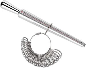 Біжутерія Пальцемір і кільцемір 4 шкали металевий з 31 заготовками-кільцями Польща