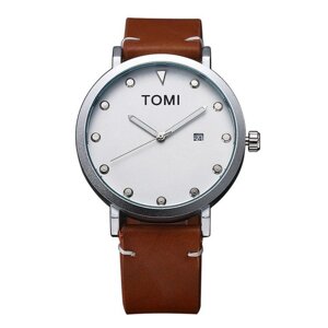 Чоловічий годинник Tomi Modern Silver на світло-коричневому ремінці Zm173Wz3