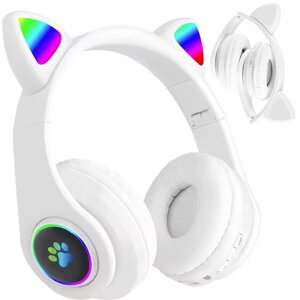 Бездротові Bluetooth-навушники, FM-радіо, MP3, котячі вушка, світлодіодне підсвічування.