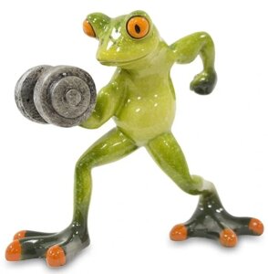 Статуетка фірми жаби декоративна зелена з гантелями Статуетка Бренд Європи