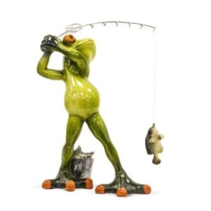 Figurine жаба рибалки з родом і рибами рибальського жабою Статуетка Бренд Європи