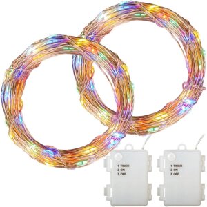 НАБІР 2x 50LED РОЖДЕСКИХ ЕЛОЧНИХ ЛАМП, РОЗНОЦВІТНИХ, НА АКУМУЛЯТОРАХ