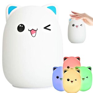 Нічник для дітей led Cat Kitty RGB Touch 24083