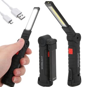 Ліхтарик-лампа для майстерні з магнітом + гачком, складаний для USB-майстерні 5в1