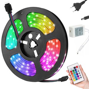 SMD 5050 RGB світлодіодна стрічка комплект пульт дистанційного керування 5 м водонепроникний 12257