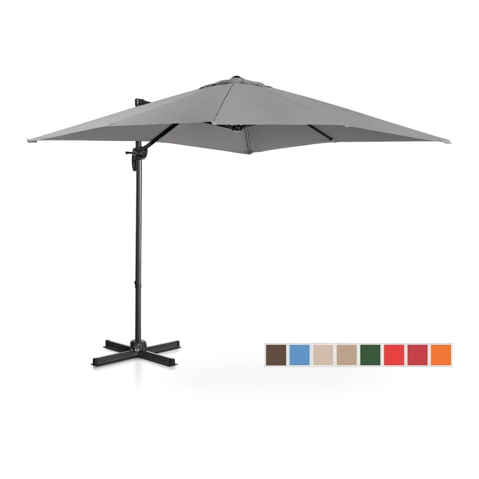 Підвісна садова парасолька - обертання - 250 x 250 см - темно -сірий Uniprodo (-)}} від компанії Euromarka - фото 1