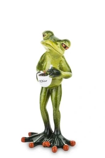 Прикраса керамічної жаби. Жаба з кавою Статуетка Бренд Європи від компанії Euromarka - фото 1