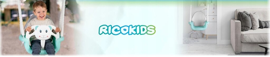 Ricokids 3в1 гойдалки-відро з ведмедиком Тедді, бірюзовий від компанії Euromarka - фото 1