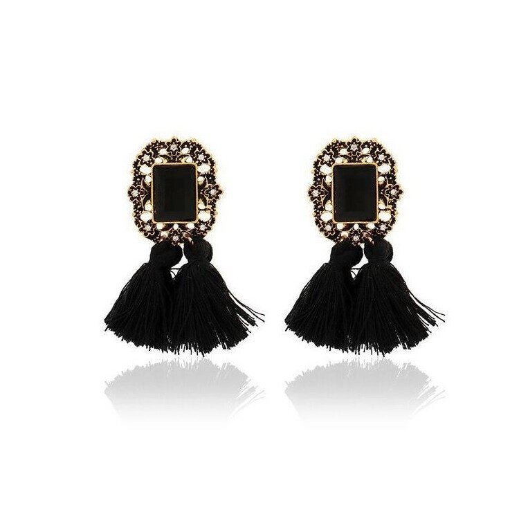 Сережки з китицями Crystal Gothic Black K637P від компанії Euromarka - фото 1