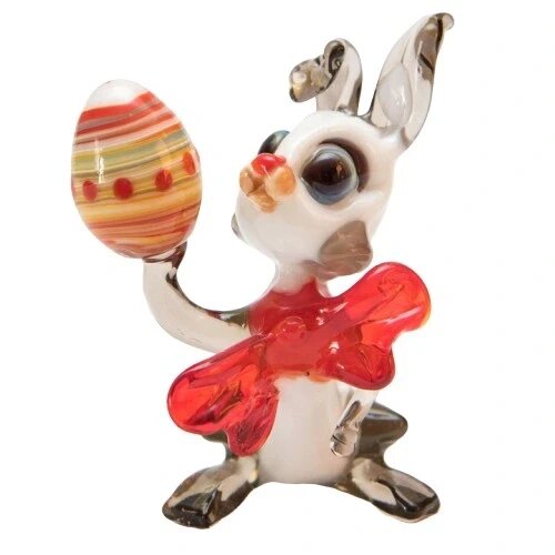 Скляна скульптура фігурки кролика з яйцем пасхального яйця Статуетка Бренд Європи від компанії Euromarka - фото 1