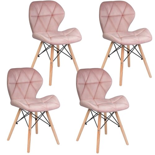 Сучасне велюровое скандинавське крісло Sofotel Sigma - рожеве 4 шт.