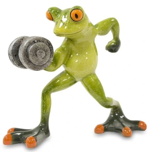 Статуетка фірми жаби декоративна зелена з гантелями Статуетка Бренд Європи від компанії Euromarka - фото 1